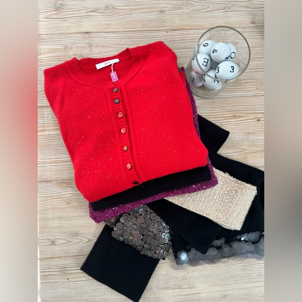 Italian Luxury Cashmere Red Cardigan| Large |  Lux | Large - Picture 3 of 7